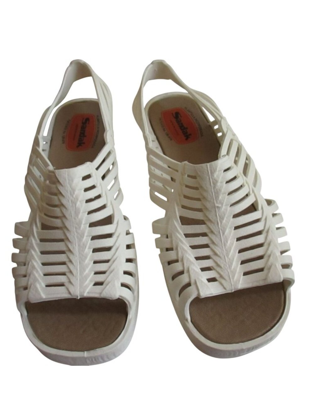 Vintage Womens Sandals 9 US 26 mexico Sandak Molded Rubber White Isabel NOS